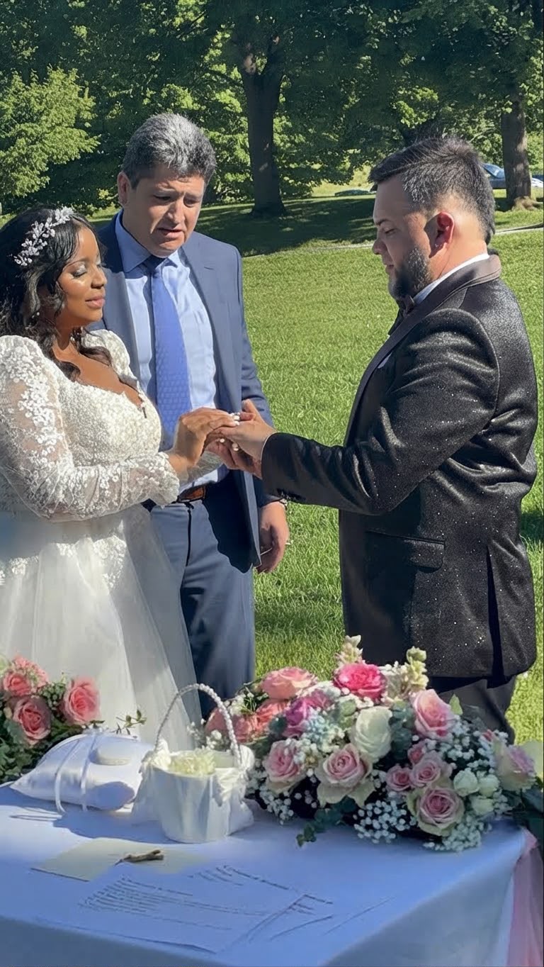Real wedding ring exchange ceremony